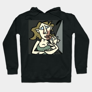 Abstract angular image of mother holding her baby. Hoodie